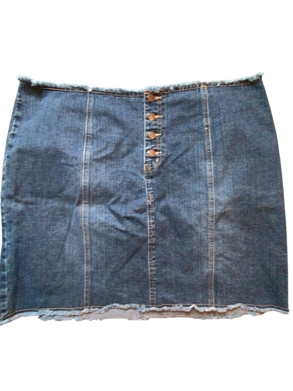 VTG Y2K Venezia Frayed Denim Mini Skirt Plus Size 22 Button Up! Perfect! Stylish